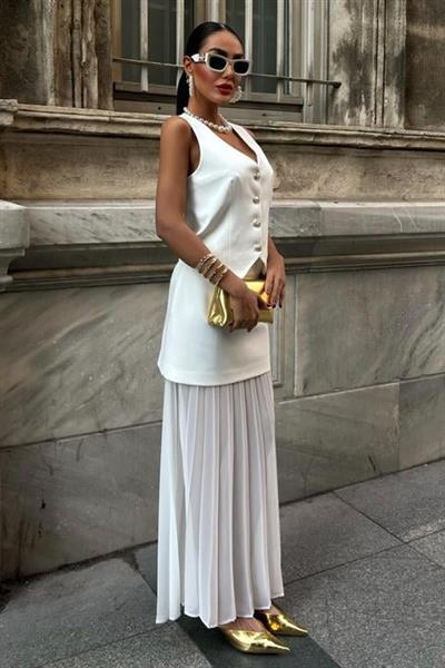 Yelek Ve Pilise Etekli Premium Takım 10096