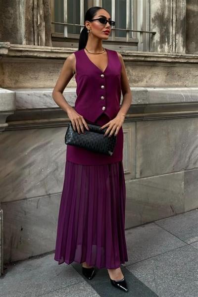 Yelek Ve Pilise Etekli Premium Takım 10096