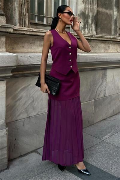 Yelek Ve Pilise Etekli Premium Takım 10096