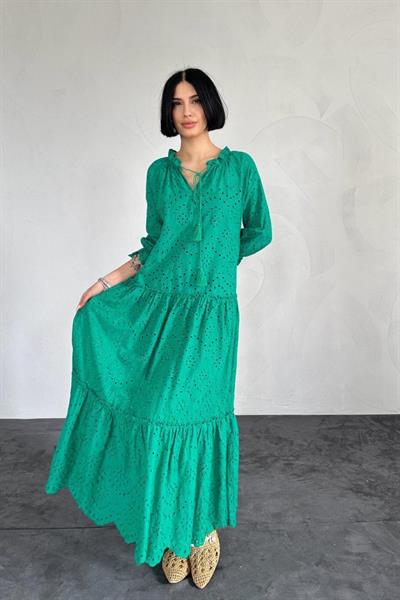 Yeşil Dantelli New Elbise