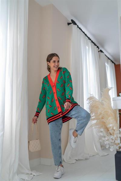 Yeşil Desenli Hırka