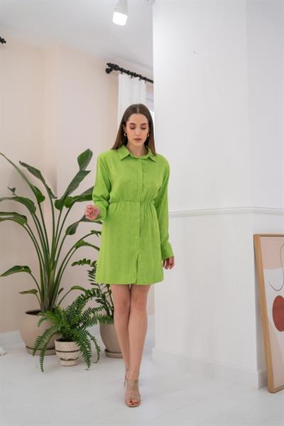 Yeşil Desenli Jakar Elbise