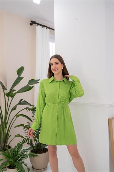 Yeşil Desenli Jakar Elbise