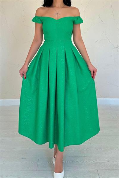 Yeşil Jakarlı Elbise