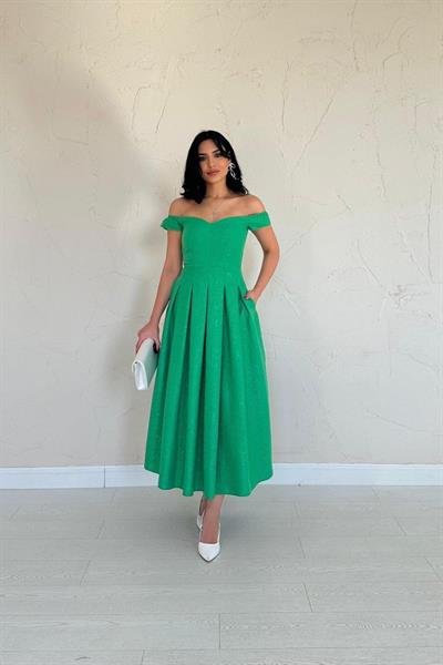 Yeşil Jakarlı Elbise