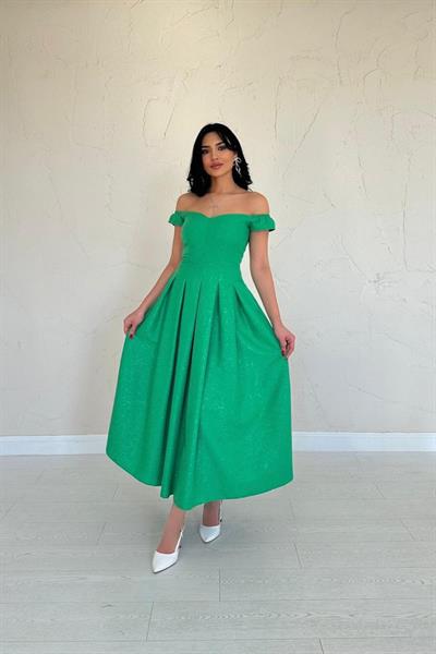 Yeşil Jakarlı Elbise