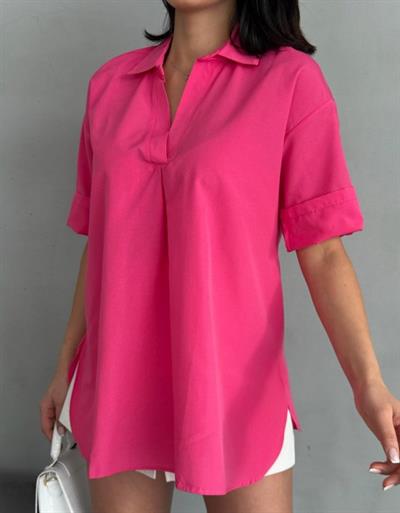 Yırtmaç Detaylı Tunik Gömlek