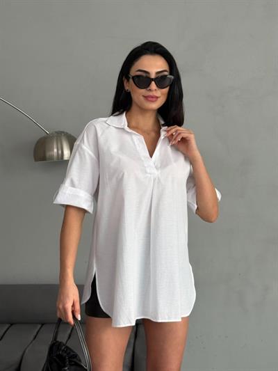 Yırtmaç Detaylı Tunik Gömlek