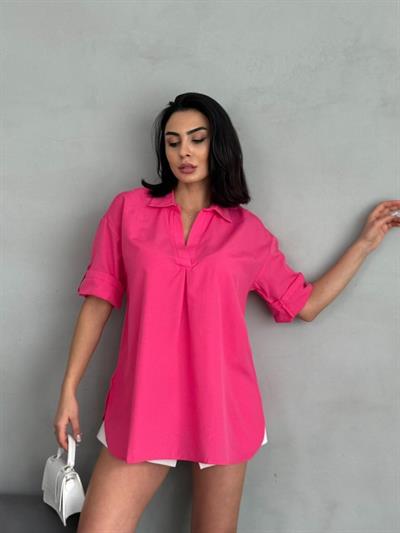 Yırtmaç Detaylı Tunik Gömlek