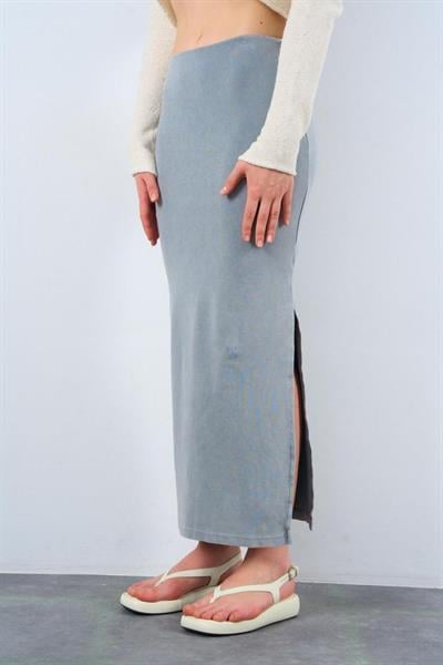 Yırtmaçlı Etek - Gri