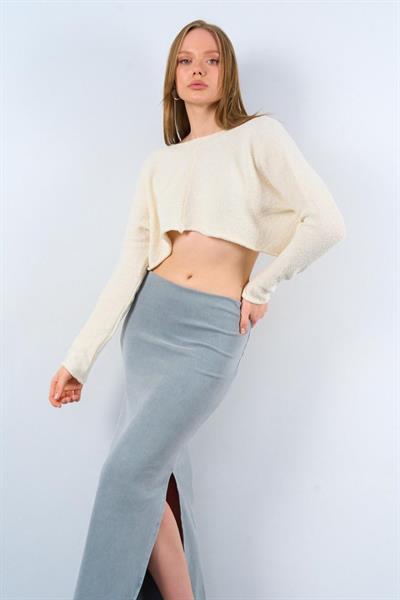 Yırtmaçlı Etek - Gri