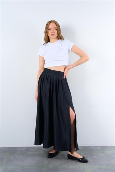 Yırtmaçlı Etek - Siyah