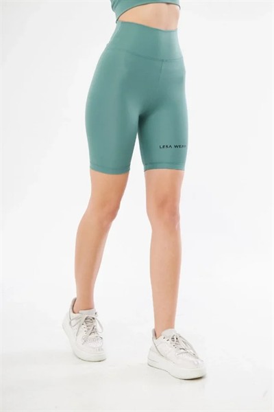 Yüksek Bel Biker Sporcu Şort - Mint Yeşili
