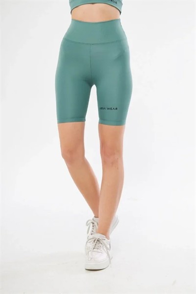 Yüksek Bel Biker Sporcu Şort - Mint Yeşili