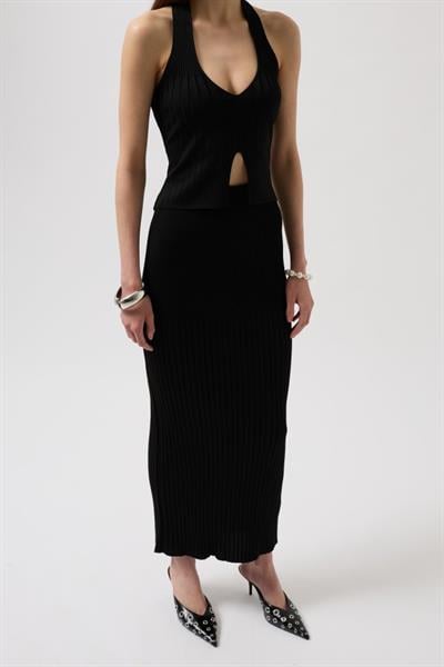 Yüksek Bel Dokulu Etek