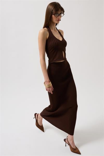Yüksek Bel Dokulu Etek