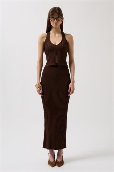 Yüksek Bel Dokulu Etek