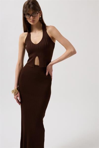 Yüksek Bel Dokulu Etek