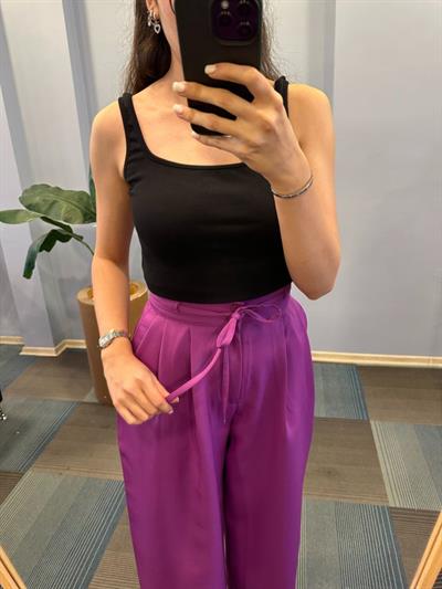 Yüksek Bel Kordon Detayli Pantolon