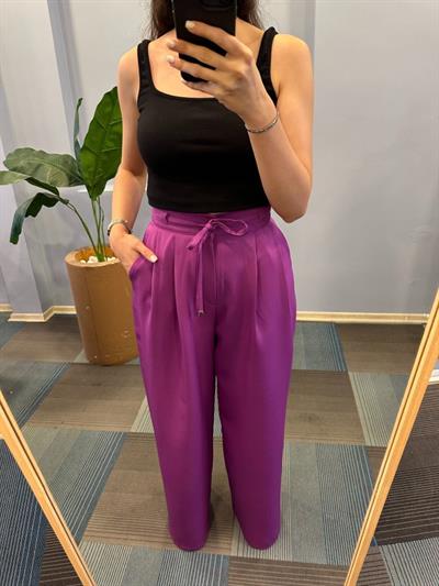 Yüksek Bel Kordon Detayli Pantolon