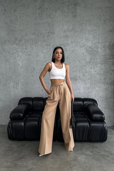 Yüksek Bel Kordon Detayli Pantolon