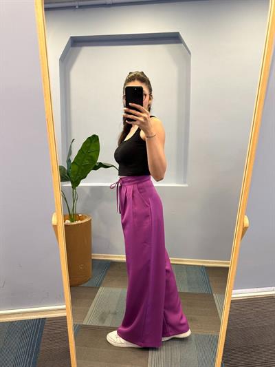 Yüksek Bel Kordon Detayli Pantolon