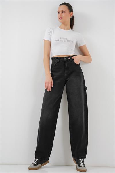 Yüksek Bel Kot Pantolon 6701 - Siyah