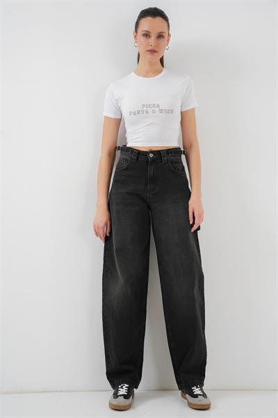 Yüksek Bel Kot Pantolon 6701 - Siyah