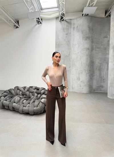 Yüksek Bel Straight Fit Palazzo Pantolon