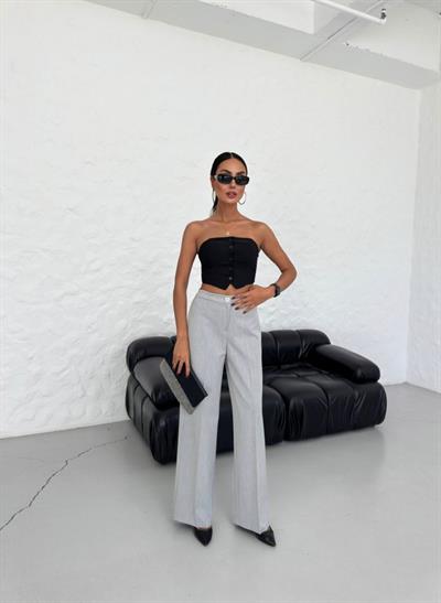 Yüksek Bel Straight Fit Palazzo Pantolon