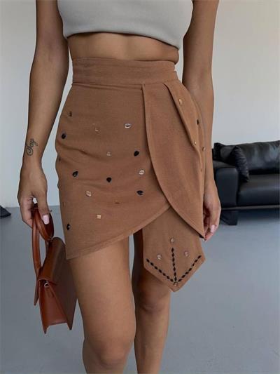 ZIMBA DETAYLI TASARIM ETEK KUYRUK DETAYLI - Kahverengi