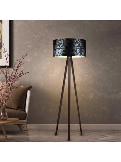 Ahşap Gövdeli Lambader Siyah