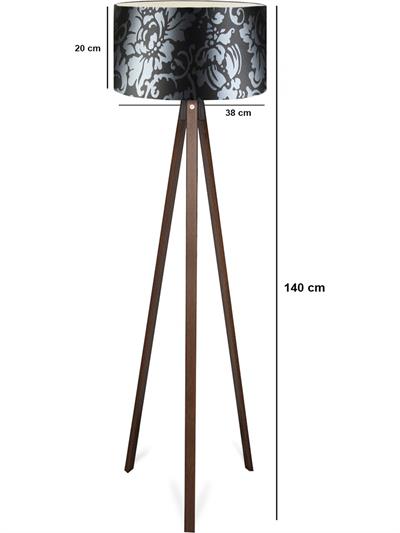 Ahşap Gövdeli Lambader Siyah