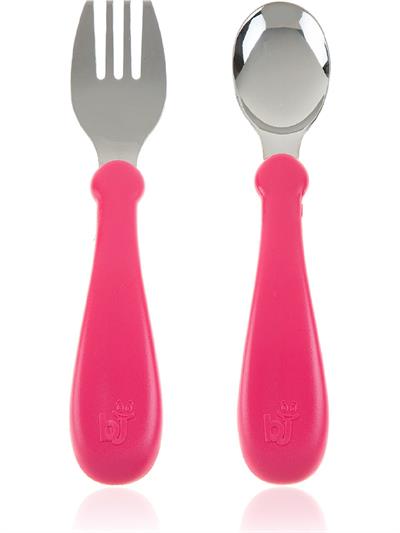 Baby Jem Paslanmaz Çelik Çatal Kaşık Seti Pembe