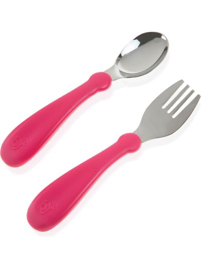 Baby Jem Paslanmaz Çelik Çatal Kaşık Seti Pembe