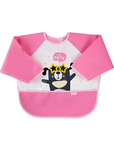 Baby Jem Poli Muşamba Kollu Önlük Pembe