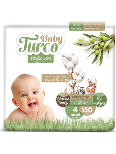 Baby Turco Doğadan Bebek Bezi 4 Numara Maxi 150li