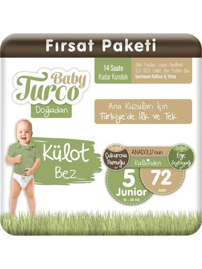 Baby Turco Doğadan Külot Bez 5 Numara Junıor 72li