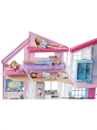Barbie Barbie nin Malibu Evi, Dönüşüm Özellikli, 25 ten Fazla Parçalı ve 2 Katlı Bebek Evi