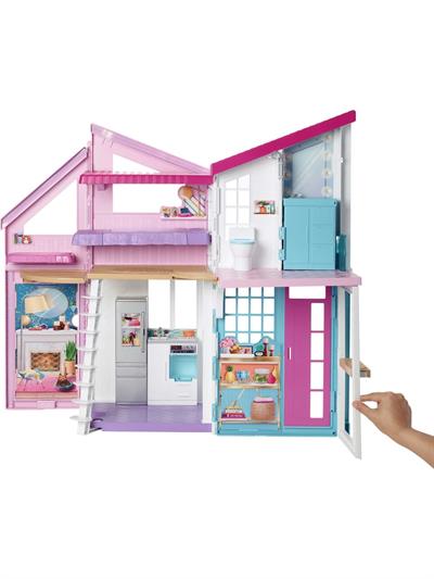 Barbie Barbie nin Malibu Evi, Dönüşüm Özellikli, 25 ten Fazla Parçalı ve 2 Katlı Bebek Evi