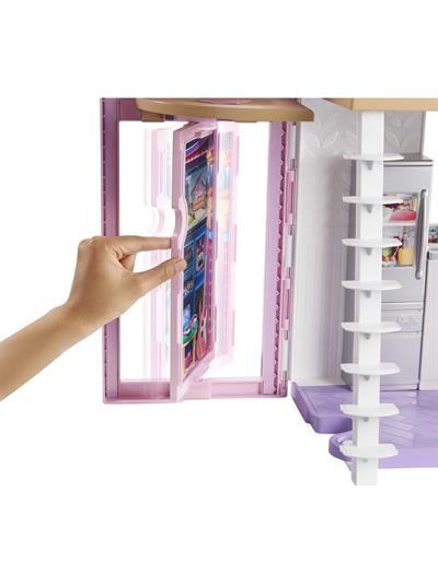 Barbie Barbie nin Malibu Evi, Dönüşüm Özellikli, 25 ten Fazla Parçalı ve 2 Katlı Bebek Evi