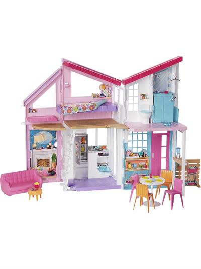 Barbie Barbie nin Malibu Evi, Dönüşüm Özellikli, 25 ten Fazla Parçalı ve 2 Katlı Bebek Evi