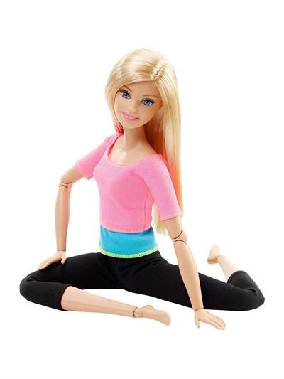 Barbie Sonsuz Hareket Bebeği; Sarışın - Siyah Taytlı; Pembe Tişörtlü; Sarı Uzun Saçlı