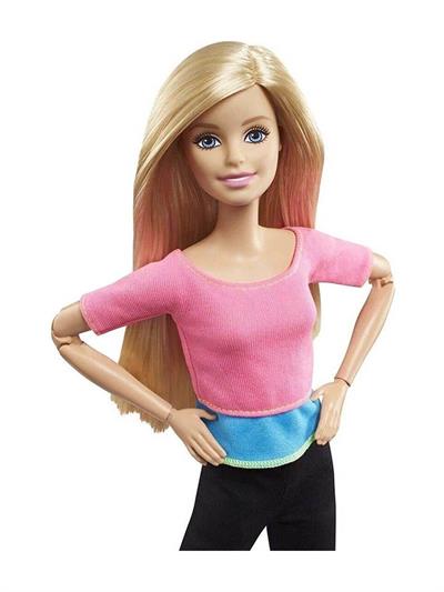 Barbie Sonsuz Hareket Bebeği; Sarışın - Siyah Taytlı; Pembe Tişörtlü; Sarı Uzun Saçlı