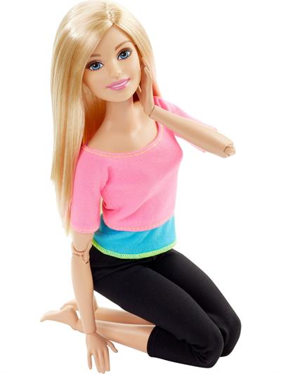 Barbie Sonsuz Hareket Bebeği; Sarışın - Siyah Taytlı; Pembe Tişörtlü; Sarı Uzun Saçlı