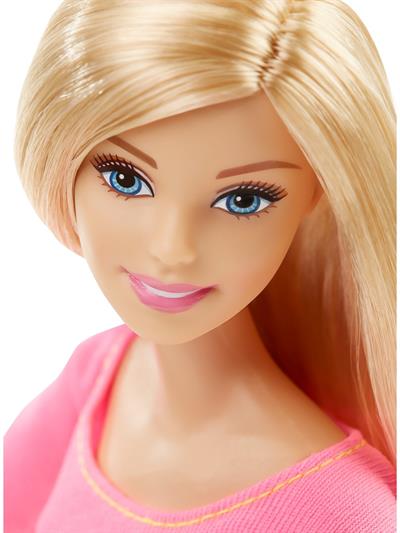 Barbie Sonsuz Hareket Bebeği; Sarışın - Siyah Taytlı; Pembe Tişörtlü; Sarı Uzun Saçlı