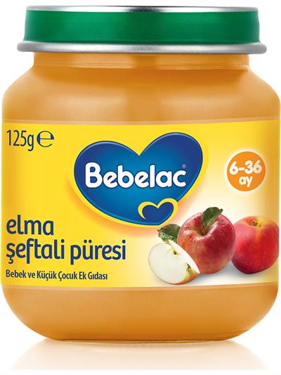 Bebelac Elma Şeftali Püreli Kavanoz Maması 125 gr