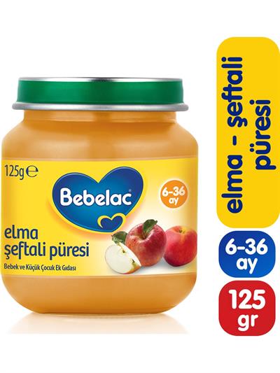 Bebelac Elma Şeftali Püreli Kavanoz Maması 125 gr
