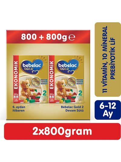 Bebelac Gold 2 Devam Sütü 1600 gr (800 gr + 800 Gr) 6-12 Ay