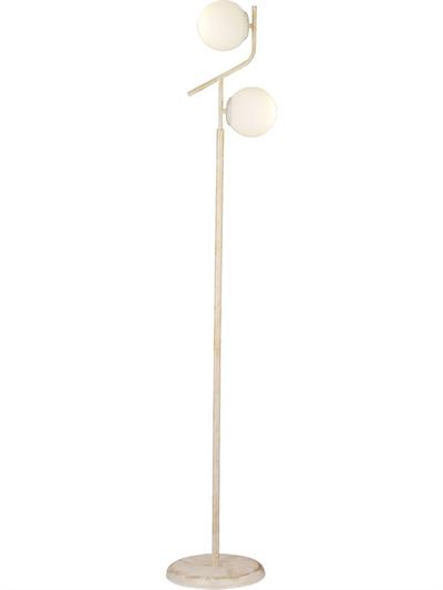 Beyaz Camlı Modern Tasarım Metal Lambader
